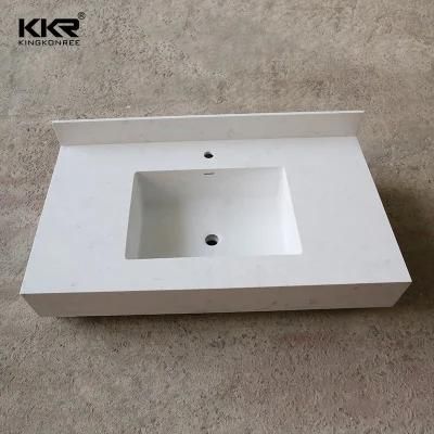 Custom Design Prefab Bathroom Stone Solid Surface Vanity Top for Hotel Project