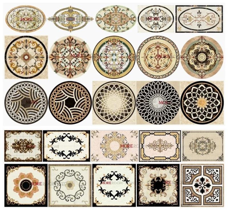 Round Pattern Waterjet Flower Pattern Marble Inlay Flooring