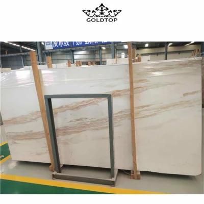 Manufacturer Direct Stone Slabs Gold Veins Hemus White Marble Slab for Countertop and Bathroom Vanities