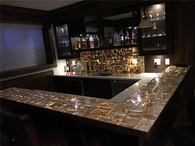 Moreroom Stone Interior Countertop / Wall /Table Top / Flooring Design Translucent Semi Precious Stone Petrified Wood Stone