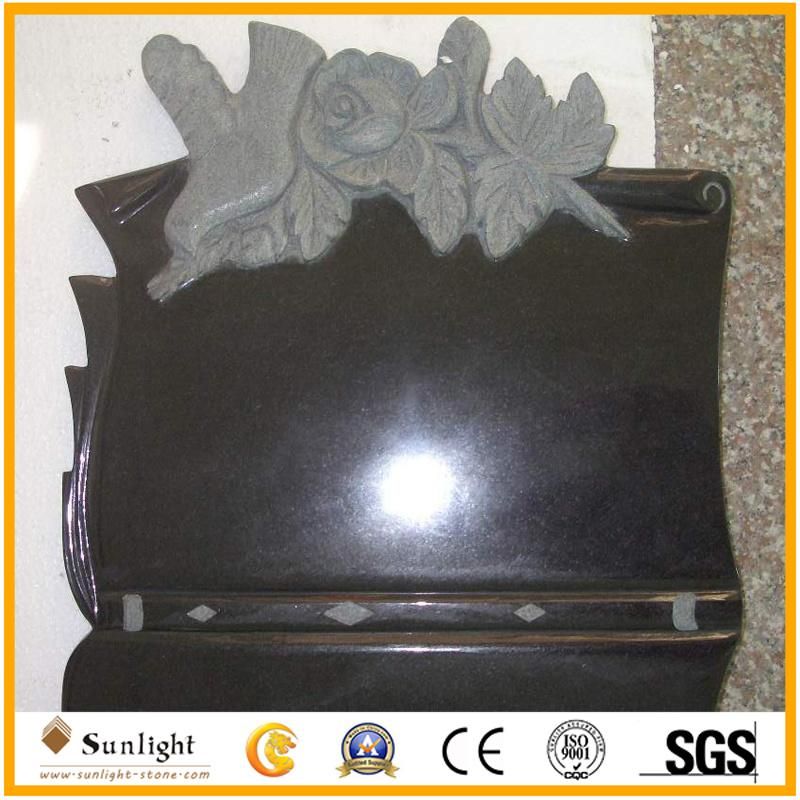 Custom Russian Style Absolute Black Granite Memorial Monument Tombstone