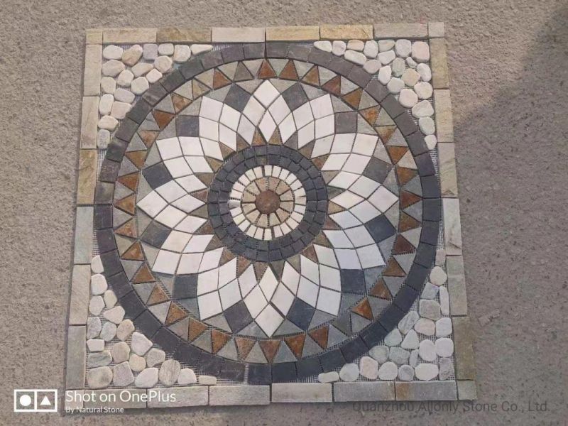 Nature Slate Mosaic Tile Slate Pattern Slate Waterjet Customized Design Medallion