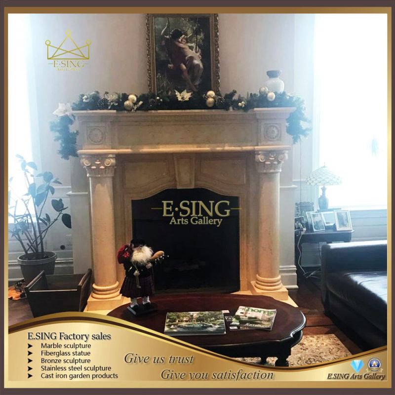 Modern Simple Style Freestanding Gas White Marble Fireplace Frame Indoor Used Fireplace