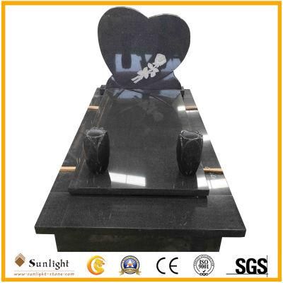 Popular Customize Upright Rose Carved G654 Black Granite Cemetery Headstone