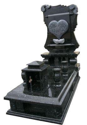 Funeral Black Stone Monument Heart Design Headstone Tombstone with Vase