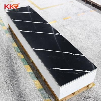 Pure Black Marble Vein Acrylic Solid Surface Stone for Kitchen Countertop