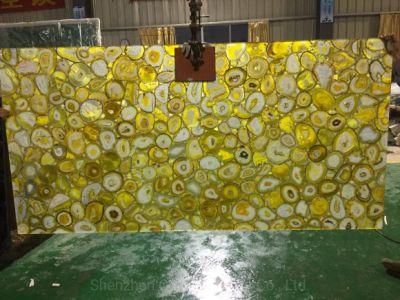 Natural Yellow Agate Slices/Chips/Slabs Semiprecious Stone Backlit Translucent Wall Tiles/Panels
