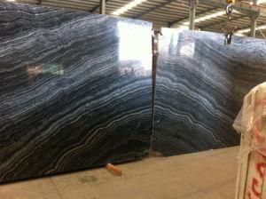 Bookmatch Black Wood Marble Slab for Interior Decoration