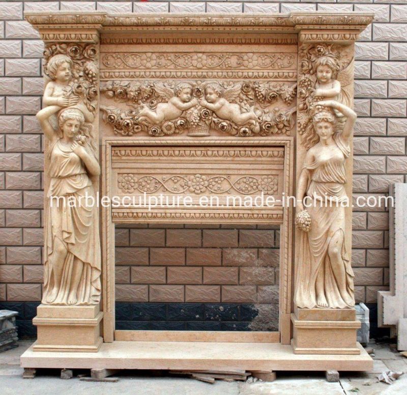 High Quality Sculptures Factory Sale Figure Statue Marble Fireplace (SYMF-029)