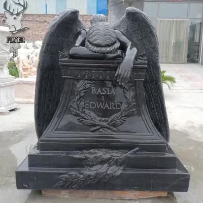 Outdoor Customized Antique Stone Angel Mourning Statues Marble Figure Weeping Sad Angel Sculpture Tombstone
