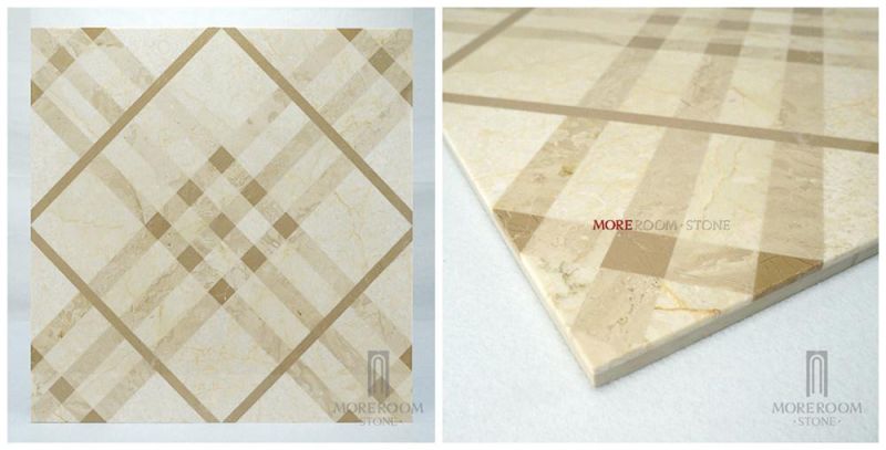 Building Material 24X24 Water Jet Beige Marble Flooring for Interior Decor