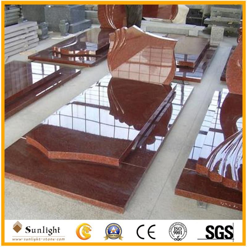 China Manufacture Cemetery Usage India Imperial Red Granite Upright Monument