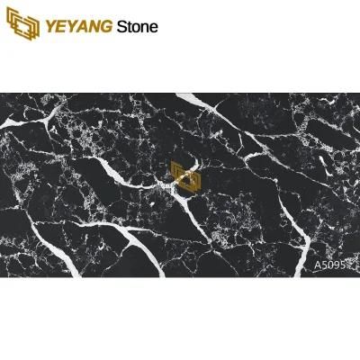 Black Quartz Countertop Slab for Kitchen Island/Worktop/Backsplash Bathroom Basin/Countertop