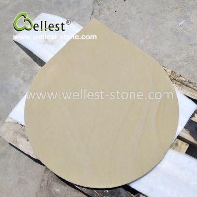 Custom Water Drop Shape Yellow Sandstone Floor Tile