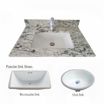 Chinese Factory Custom Riprap White Granite Stone Bathroom Countertop Vanity Top
