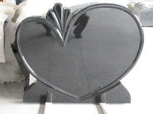 Heart Shaped Black Granite Tombstone