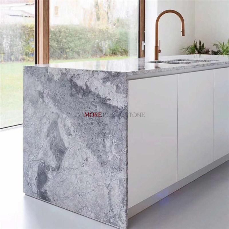 Armani Allure Silver Statuario Grey Grey Marble Kitchen Counterop