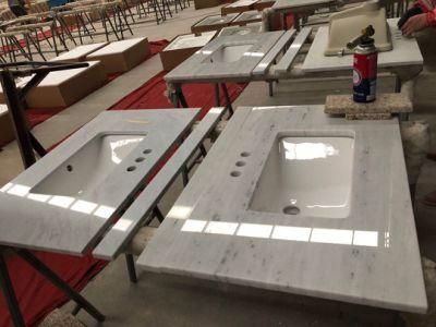 Custom Artificial Quartz Stone Pure White Countertop for Multi Family Kitchen Bathroom