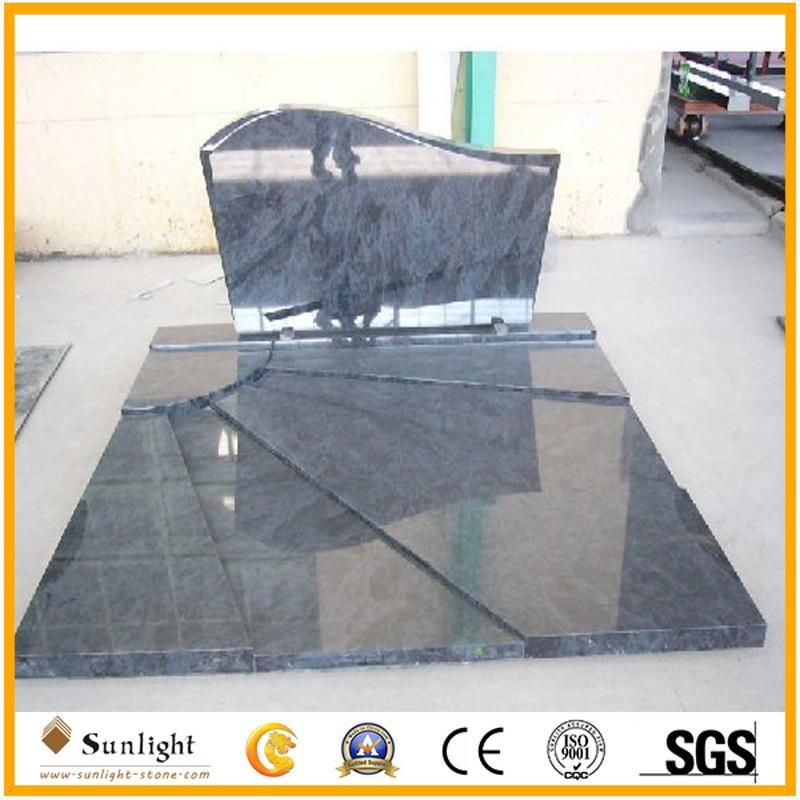 India Bahama Blue Granite Cremation Headstone Saddle