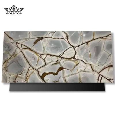 High Quality Rock Crystall Onyx Bathroom Vanity Wall Panels Tiles Kitchen Cabinet Countertops Bar Counter Natural Luxury Stone Slab