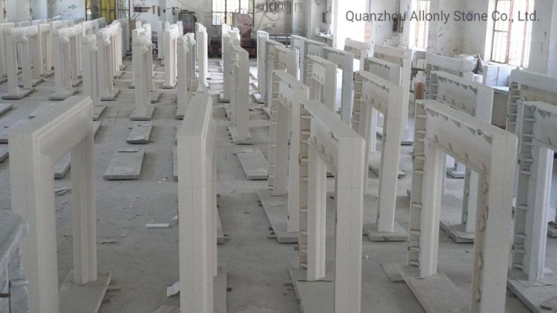 Modern Natural Stone Mantel White Limestone Fireplce for Indoor Decoration Design