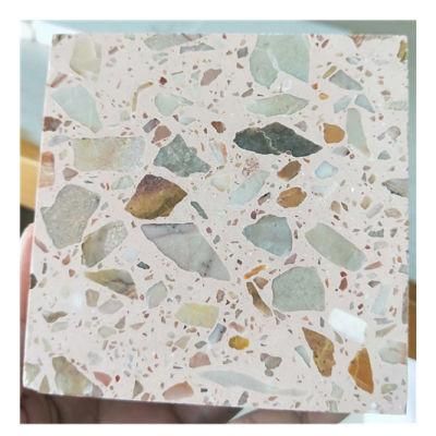 Attractive Terrazzo Floor Tiles Pink Artificial Stone Polished Bathroom Interior Flooring