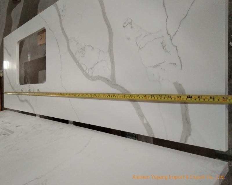 Calacatta Quartz Stone Countertops for Kitchen Cabinet Stone Material Engineered Quartz Vanity Top