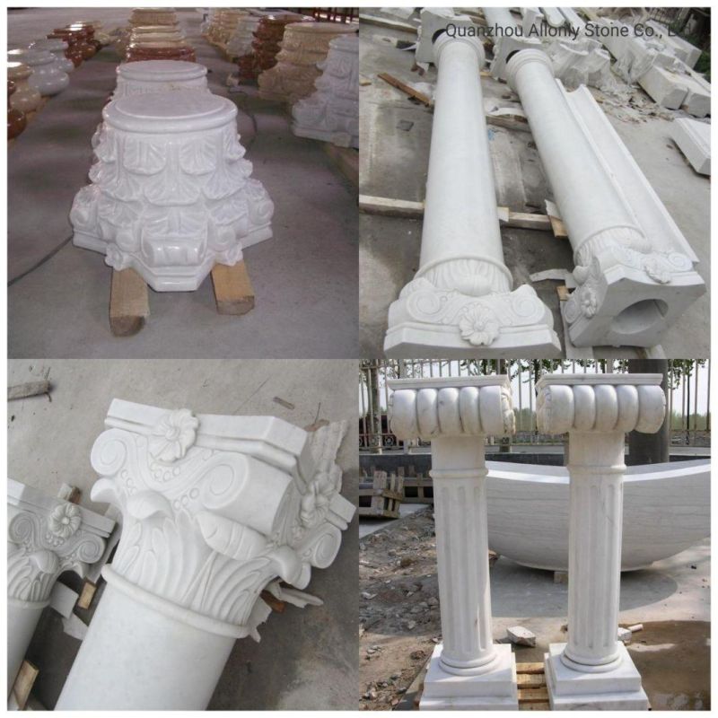 Hand Carved Chinese White Marble Stone Roman Column Design