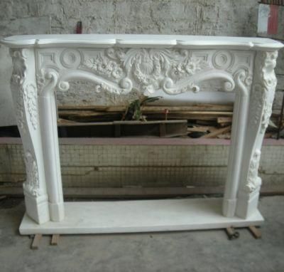 Decoration Home Decor White Natural Marble Stone Mantel Fireplace Surround