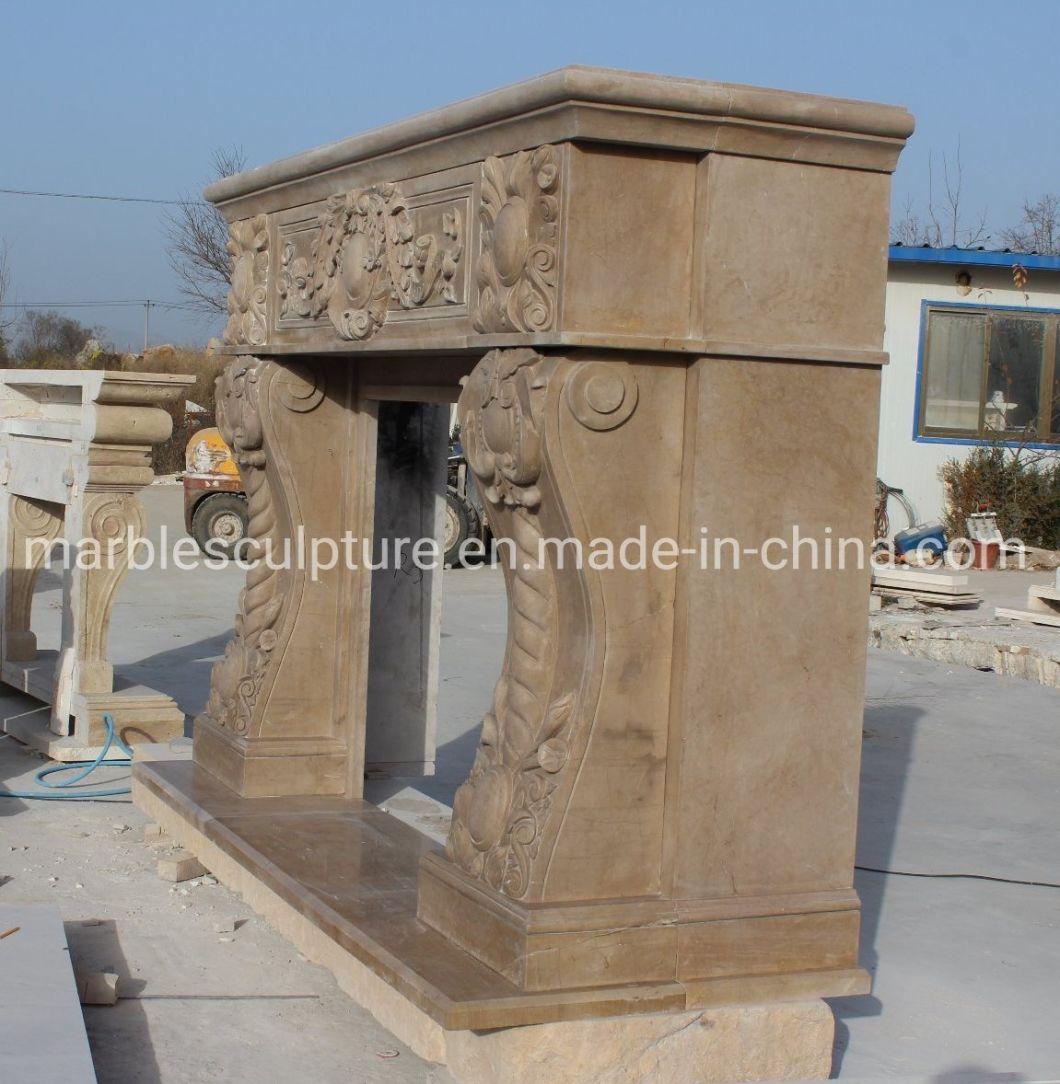 High Quality Exquisite Hand Carving Marble Fireplace Indoor Decoration (SYMF-293)
