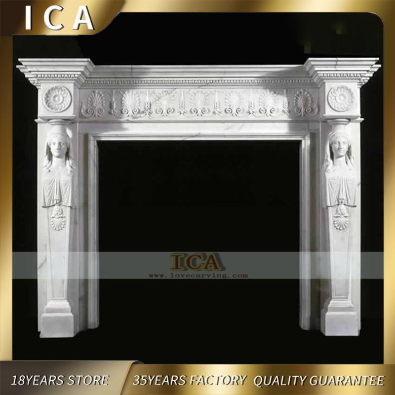 High Quality White Marble Fireplace for Villa Interior