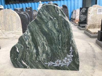 Natural Stone Green Granite Tombstone Monument Hb-058 for Cremetery Garden