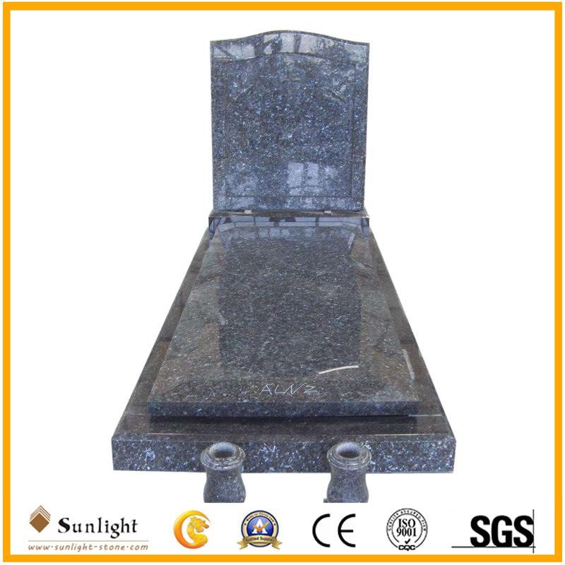 Blue Pearl Granite Tombstone Monument with Upright Headstone