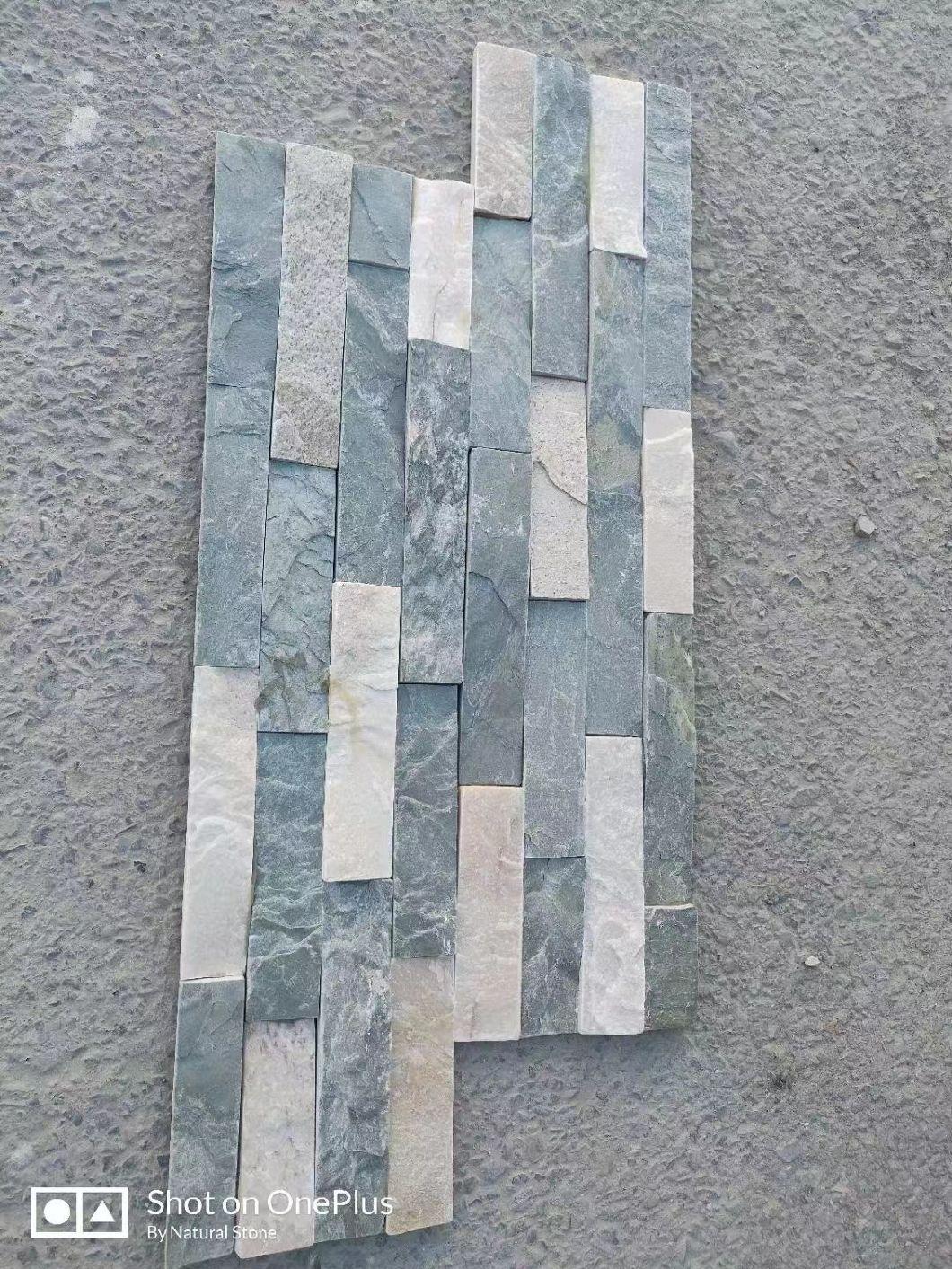 Factory Exterior Green and White Slate Culture Stone Veneer Wall Cladding for Outdoor Decoration