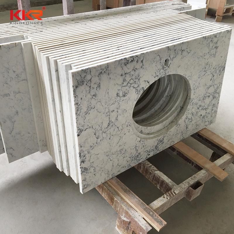 Wholesale Bathroom Vanity Tops with Solid Surface Sink in Seamless Joint Technology Countertops Stone Material Tops