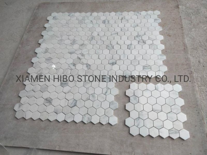 Nero Marquina China Black White Vein Marble Natural Stone Hexagon Mosaic for Kitchen Backsplash Wall Tile