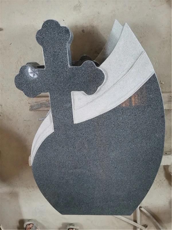 G654 Grey Granite Tombstone Romania Headstone Top Monument with Custom Design