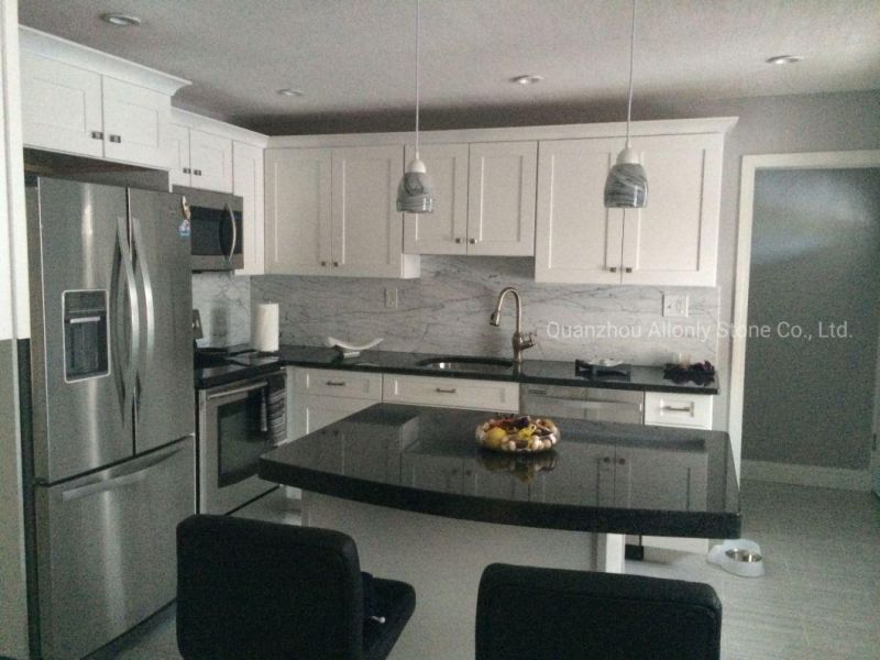 Leather Finish Angola Black Granite Countertops for Bathroom and Kitchen Design