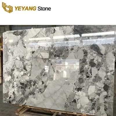 Polished Snow Mountain Silver Fox Grey Marble for Countertop