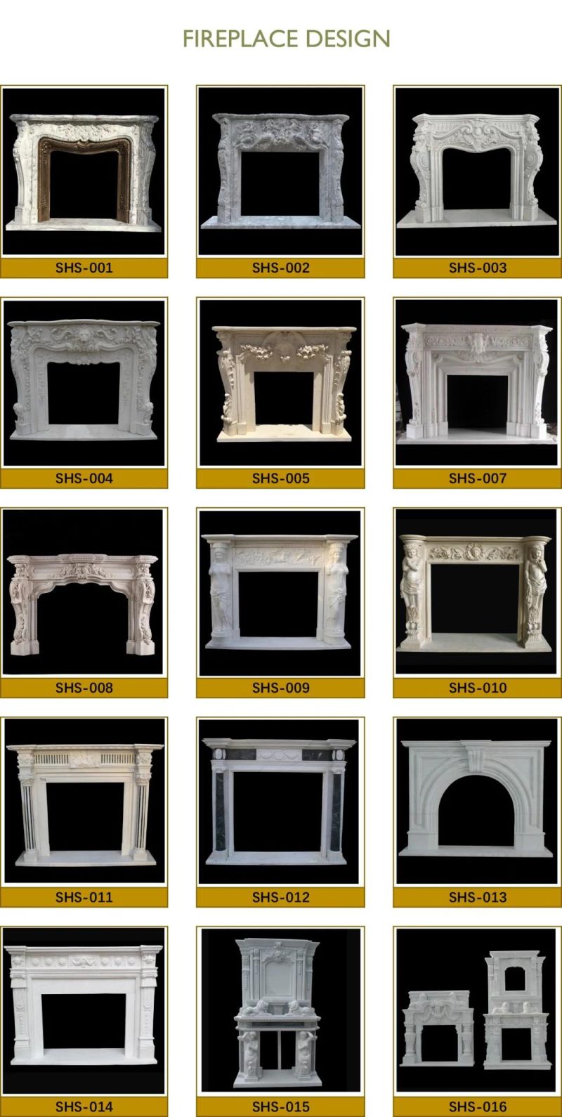 Newly Design Home Decoration Stone Fireplace Marble Fireplace Surround