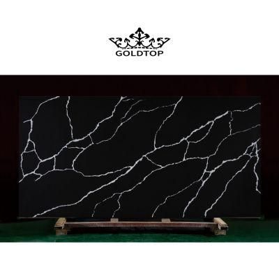 Artificial Stone Polished/Honed Surface Black/White/Beige Vein Kitchen/Bathroom/Living Room Countertop Nero Statuary Quartz for Home