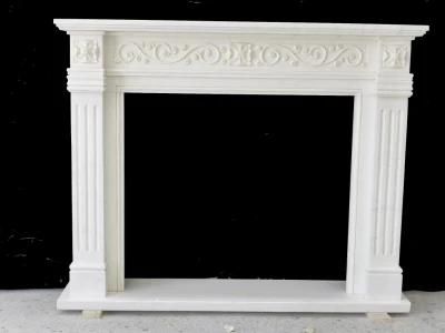 Indoor Natural Stone White Marble Fireplace Surround