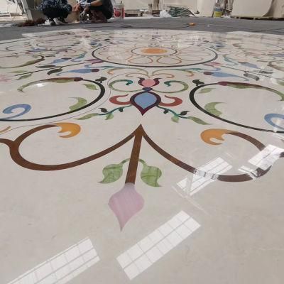 Yunfu Stone Supplier Customize Natural Marble Pattern Water-Jet Medallion Marble Tiles Cut to Size Parquet Waterjet Inlay