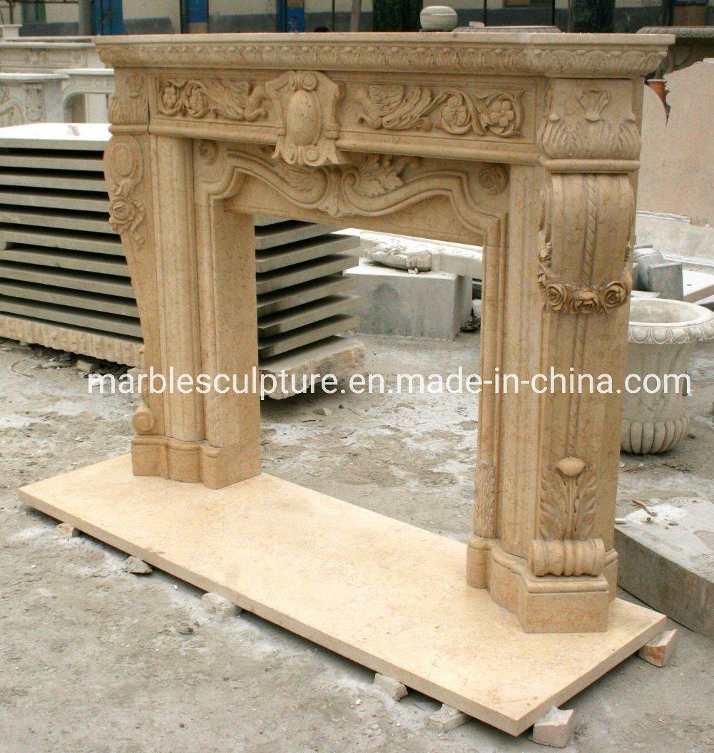 Home Decoration Stone Statue Sculpture Middle Marble Fireplace (SYMF-042)