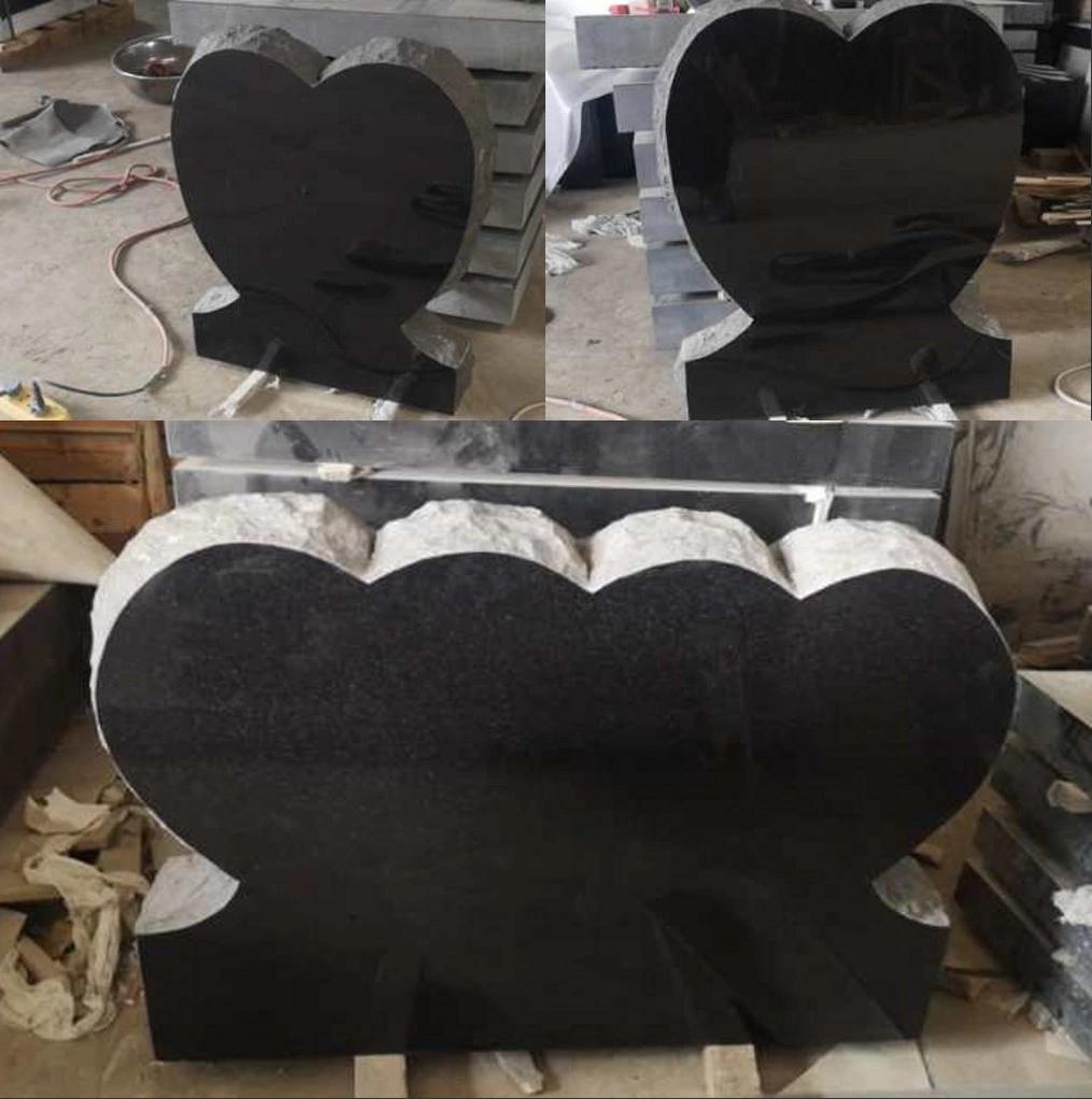 Hot Sell China Shanxi Absolute Black Granite Marker/Upright Serp/Heart/Angle Headstones with Base Customized