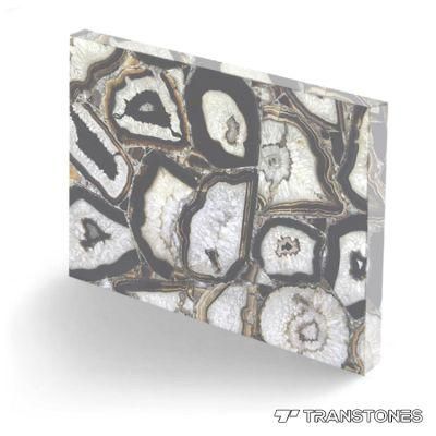 Polished Interior Wall Decoration Black Agate Stone Slabs