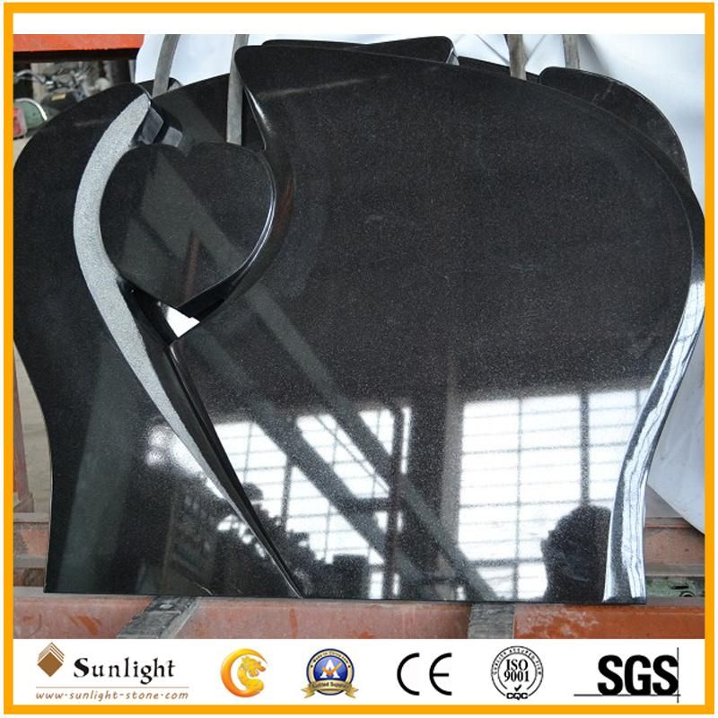 Tombstone Supplier Shaxni Black Granite Flowers for Tombstone