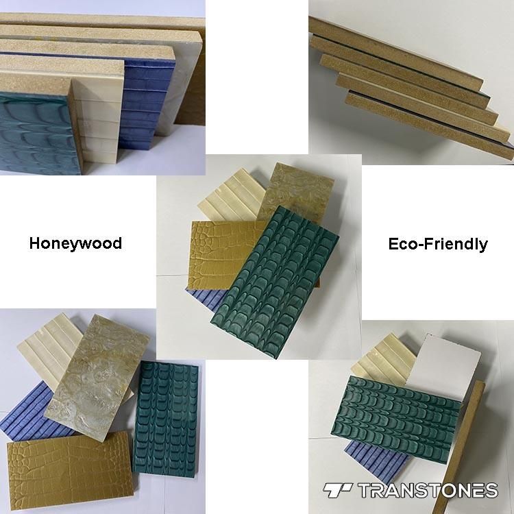 Big Slab Resin Sheet Polished Light Weight Living Room Honeywood Panel