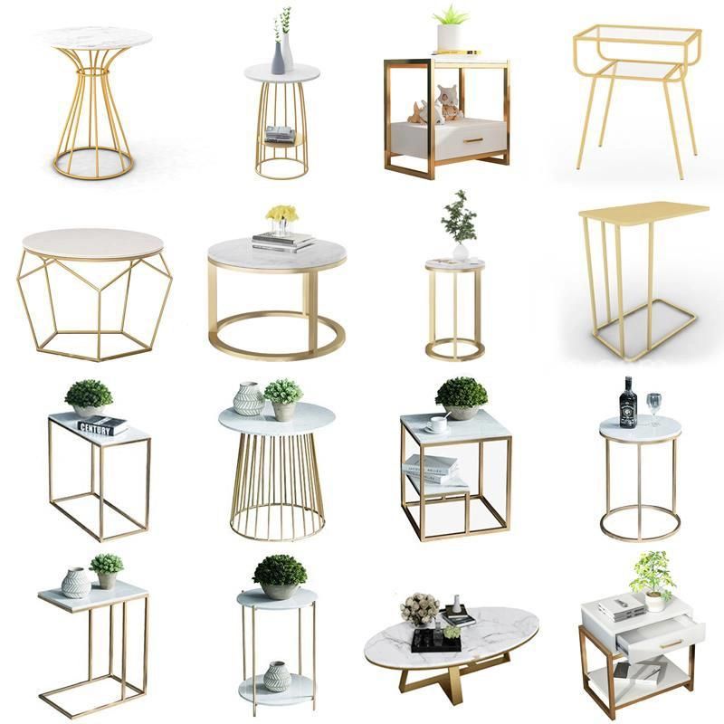 Modern Golden Metal Marble Coffee Side Table Customized