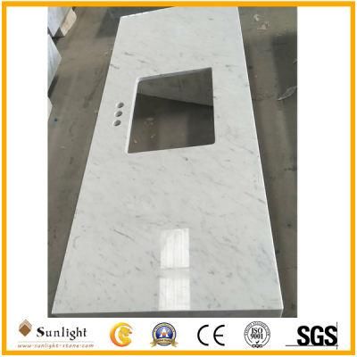 Comtomize Natural Stone Carrara White Marble Vanity Top for Bathroom